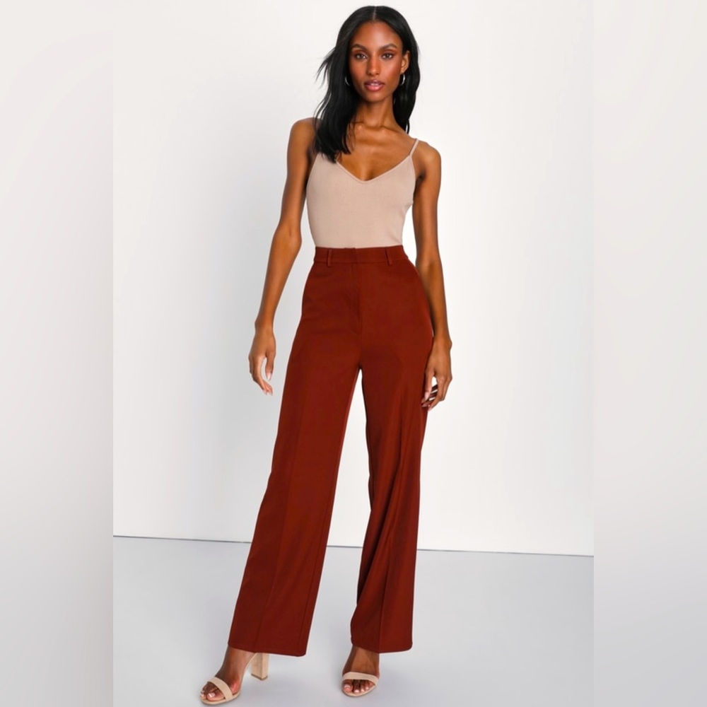 Lulus Rust Colored Wide Leg Trouser